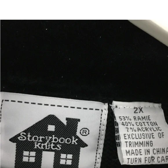 EUC Storybook Knits Women's Black Gold Silver Pinecone Fur Collar Sweater 2XL - Picture 2 of 4